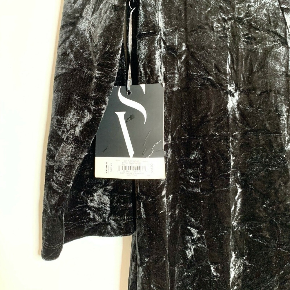 SIMPLY VERA Vera Wang Dress Women XS Black Crushed Velvet NWT 3/4 Sleeve Mock - Picture 6 of 9